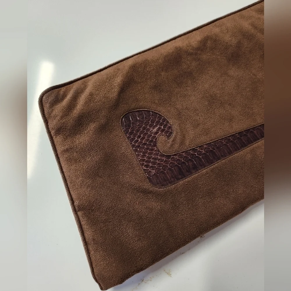 Vintage Pierre Cardin Suede Snakeskin Clutch Envelope Bag - Picture 11 of 11